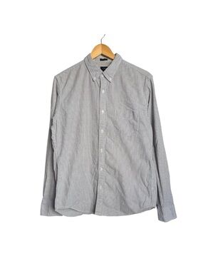 J. Crew Pin Striped Long Sleeve Button Down Shirt Mens Large Slim Fit Gray White